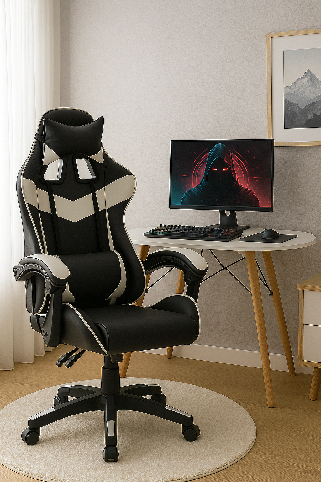 Cadeira Escritório Gamer Profissional Reclinavel Ergonômica Preto Couro Sintético - Imagem 5