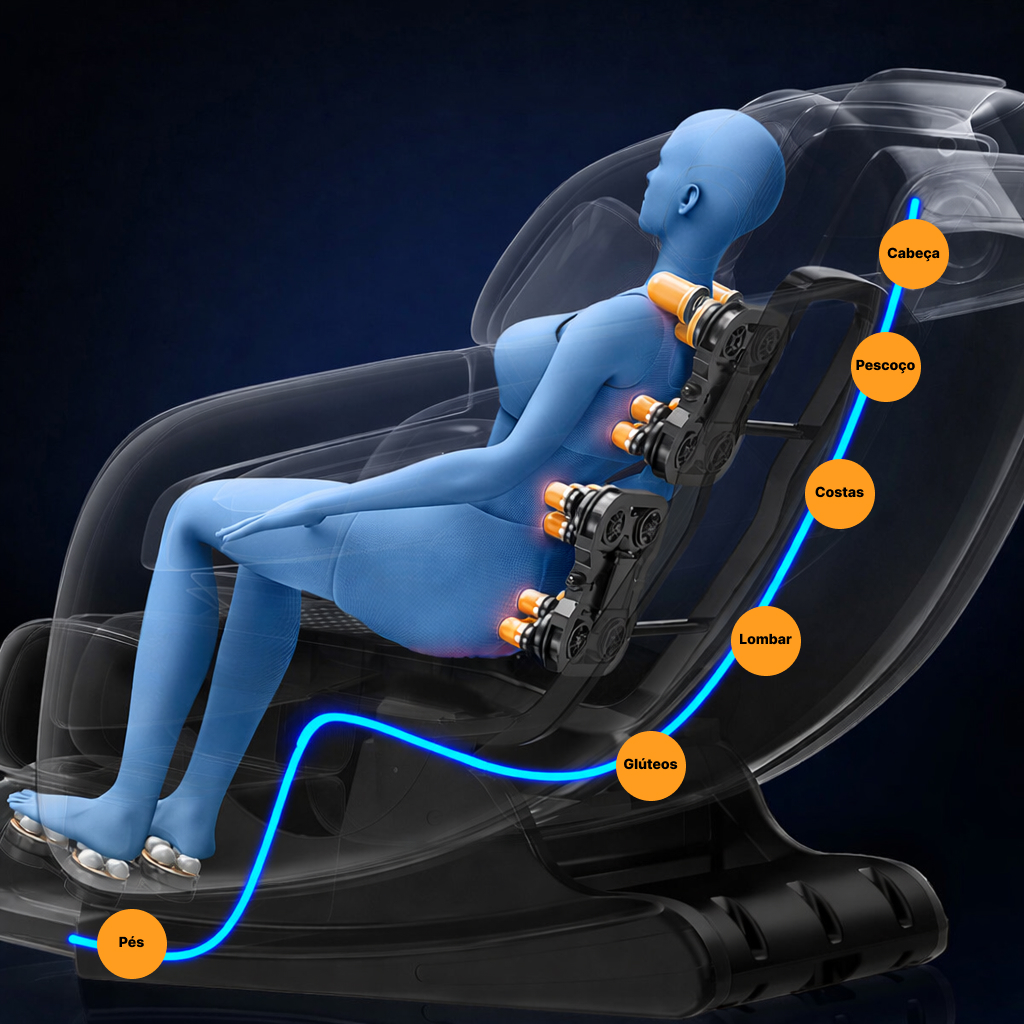Poltrona de Massagem Relax Gravidade Zero Luxuosa , Preto - Imagem 10