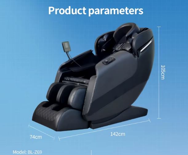 Poltrona de Massagem Relax Gravidade Zero Luxuosa , Preto - Imagem 7