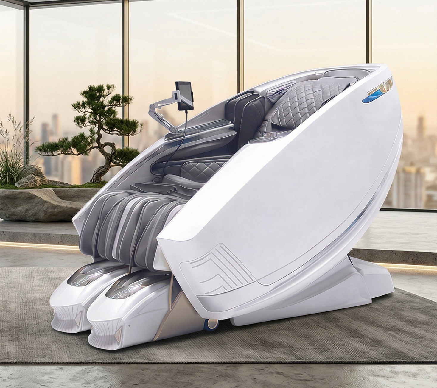 Cadeira de Massagem 4D Inteligente com Aquecimento, Bluetooth, 36 Airbags, Branca - Imagem 5