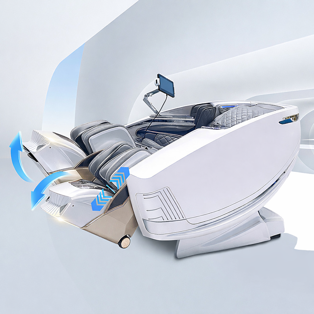Cadeira de Massagem 4D Inteligente com Aquecimento, Bluetooth, 36 Airbags, Branca - Imagem 3