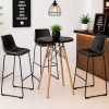 Banqueta Munich Estofada Preta com Encosto 74cm Base Metálica - Imagem 4