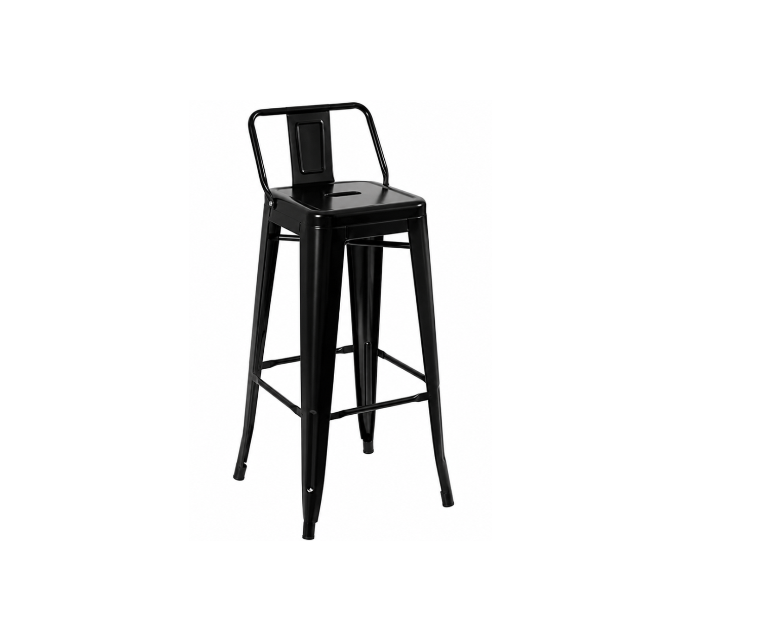 Banqueta Alta Industrial Preta em Aço 76cm Iron Tolix com Encosto - Decoreshop