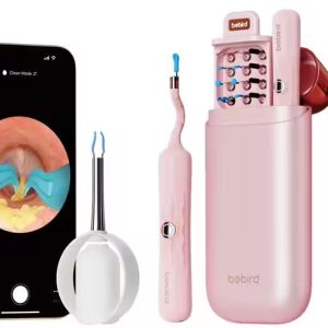 Aparelho Otoscópio Bebird I35r Com Pinça Robótica Limpador de Ouvido Camera HD Wifi, Rosa
