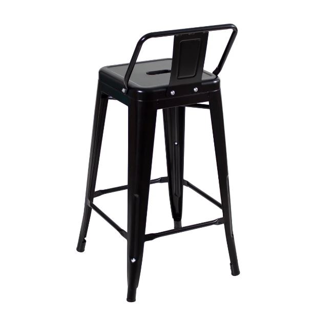 Banqueta Alta Industrial Preta em Aço 76cm Iron Tolix com Encosto - Decoreshop - Imagem 2