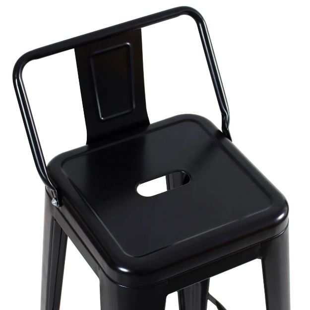 Banqueta Alta Industrial Preta em Aço 76cm Iron Tolix com Encosto - Decoreshop - Imagem 3