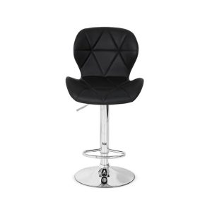 Banqueta Slim Material Ecológico Regulagem Altura Cor Preto Cromado Preto