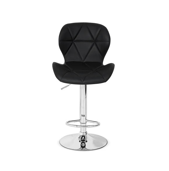 Banqueta Slim Material Ecológico Regulagem Altura Cor Preto Cromado Preto