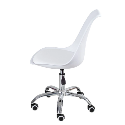Cadeira com rodízios Tulipa Leda Office escritório Branco - Imagem 2