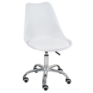 Cadeira com rodízios Tulipa Leda Office escritório Branco