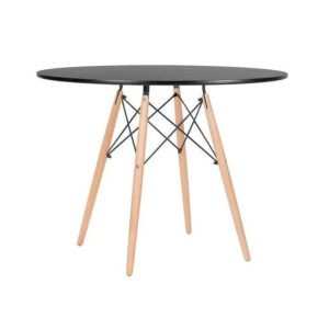 Alternative view of Conjunto de Mesa de Jantar Eames Eiffel Redonda 120cm Tampo de Madeira Preto com 5 Cadeiras Pretas
