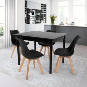 Alternative view of Cadeira DS333 Leda - Charles Eames, Saarinen Wood com almofada Preta