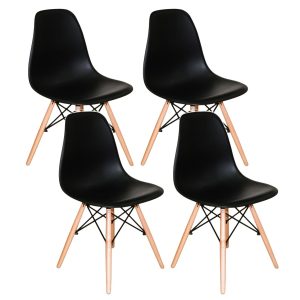 Alternative view of Conjunto de Jantar Mesa Eiffel 90cm Preta + 4 Cadeiras Eiffel DKR Pretas