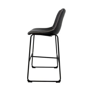 Alternative view of Banqueta Munich Estofada Preta com Encosto 74cm Base Metálica