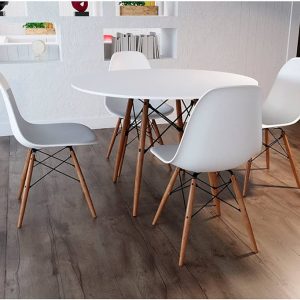 Alternative view of Mesa de Jantar Eiffel Charles Eames DKR Pé Palito 120cm Branca