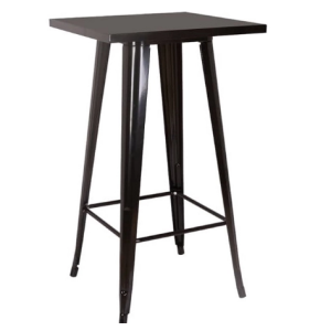 Mesa Bistro Iron Tolix Bistrô Alta De Bar Café  - 60x60 cm Preta