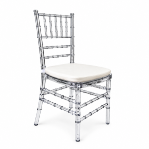 Cadeira Tiffany Cristal Transparente com Assento Estofado Branco