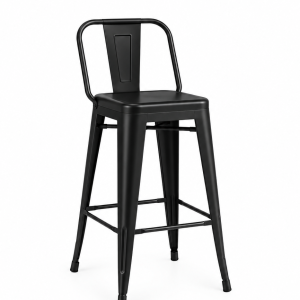 Banqueta Alta Industrial Preta em Aço 76cm Iron Tolix com Encosto - Decoreshop