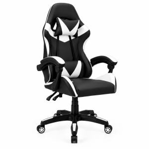 Cadeira Escritório Gamer Profissional Reclinavel Ergonômica Preto Couro Sintético