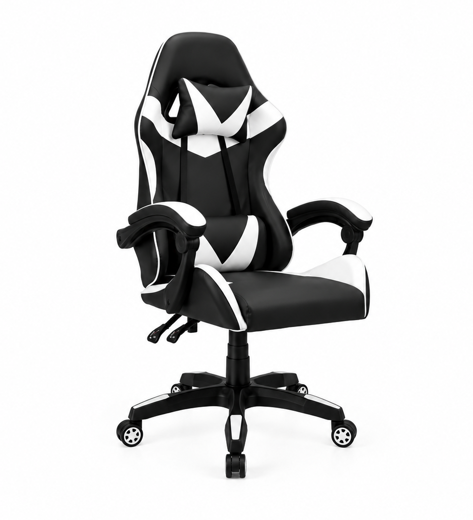 Cadeira Escritório Gamer Profissional Reclinavel Ergonômica Preto Couro Sintético