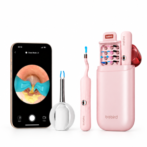 Aparelho Otoscópio Bebird I35r Com Pinça Robótica Limpador de Ouvido Camera HD Wifi, Rosa