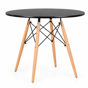 Mesa de Jantar Eiffel Charles Eames DKR Pé Palito 90cm Preta