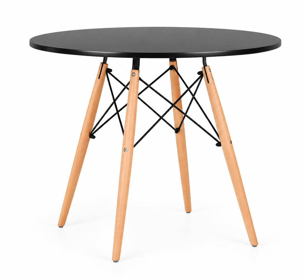 Mesa de Jantar Eiffel Charles Eames DKR Pé Palito 90cm Preta