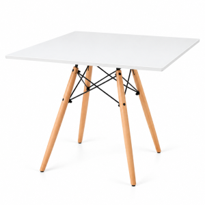 Mesa de Jantar Eiffel Quadrada Charles Eames DKR Pé Palito 80x80cm Branca