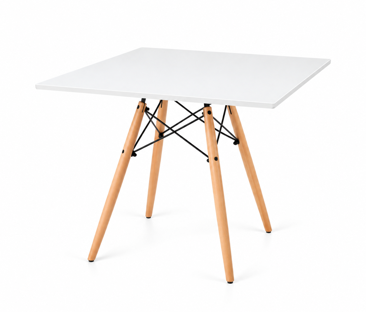 Mesa de Jantar Eiffel Quadrada Charles Eames DKR Pé Palito 80x80cm Branca
