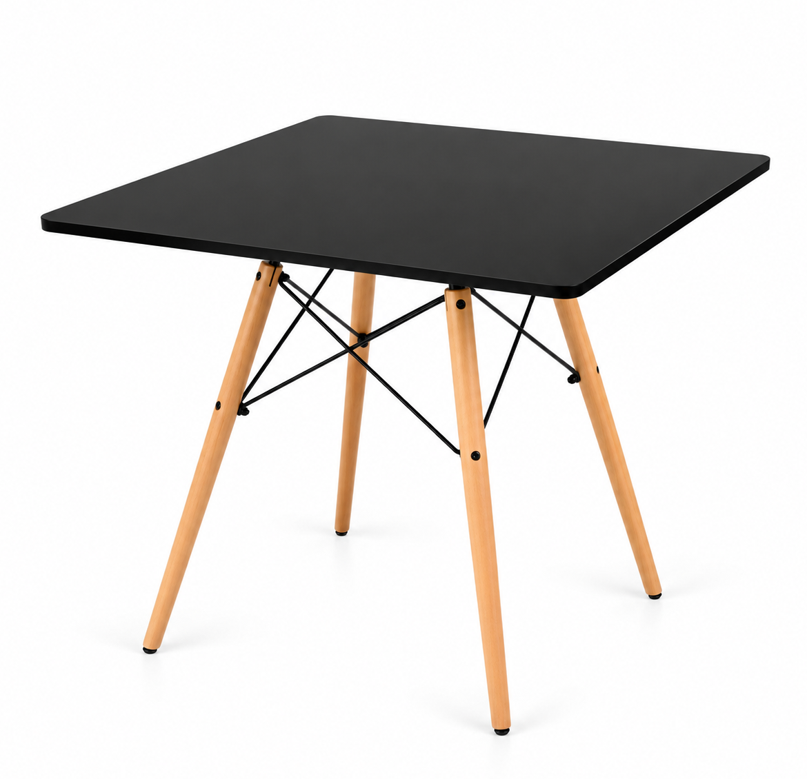 Mesa de Jantar Eiffel Quadrada Charles Eames DKR Pé Palito 80x80cm Preto