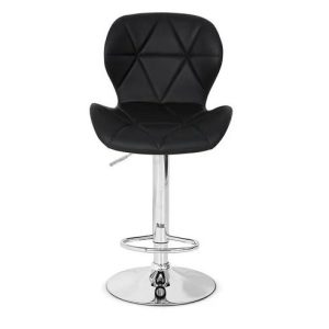 Banqueta Slim Material Ecológico Regulagem Altura Cor Preto Cromado Preto
