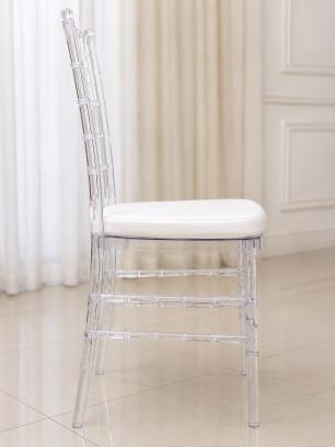 Cadeira Tiffany Cristal Transparente com Assento Estofado Branco - Imagem 4