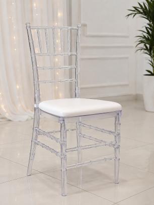 Cadeira Tiffany Cristal Transparente com Assento Estofado Branco - Imagem 2
