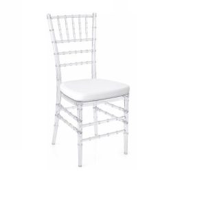 Cadeira Tiffany Cristal Transparente com Assento Estofado Branco
