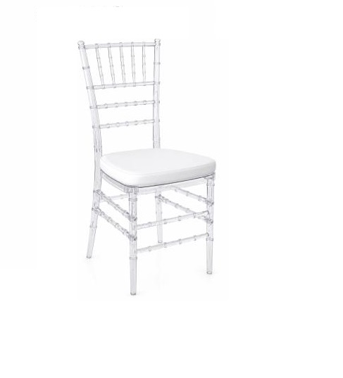 Cadeira Tiffany Cristal Transparente com Assento Estofado Branco
